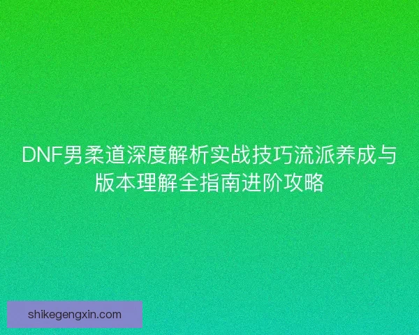 DNF男柔道深度解析实战技巧流派养成与版本理解全指南进阶攻略 DNF男柔道深度解析实战技巧流派养成与版本理解全指南进阶攻略
