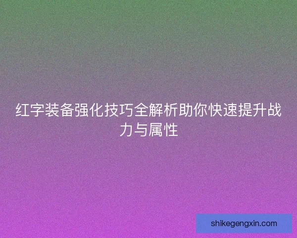 红字装备强化技巧全解析助你快速提升战力与属性
