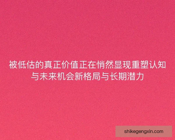 被低估的真正价值正在悄然显现重塑认知与未来机会新格局与长期潜力